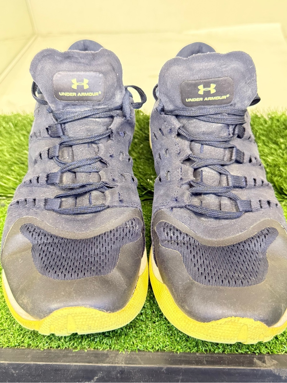 Under Armour Navy and Yellow Men's Training Sneakers - Picture 2 of 5